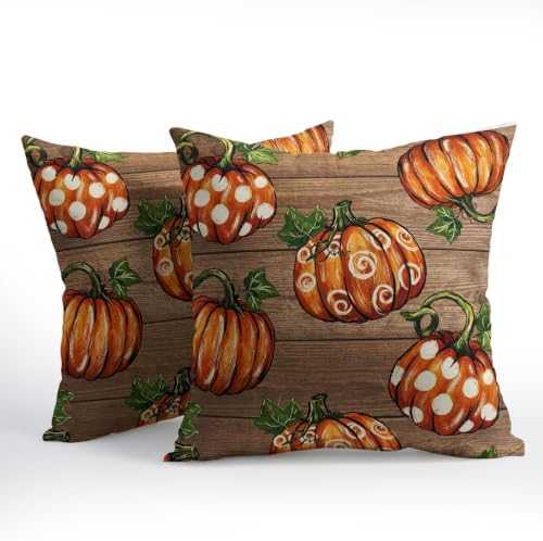 Fall Thanksgiving Pillow Covers 16x16 Set of 2 Highly Absorbent Orange - Image 2