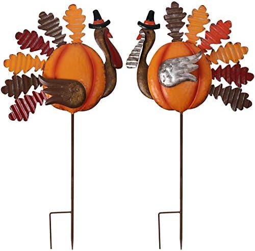 Lulu Home Thanksgiving Turkey Decors, Set of 2 Metal Turkey Stakes Fall Decor, Happy Thanksgiving Autumn Fall Outdoor Decorations by LULUHOME%7CEnjoyyourlife