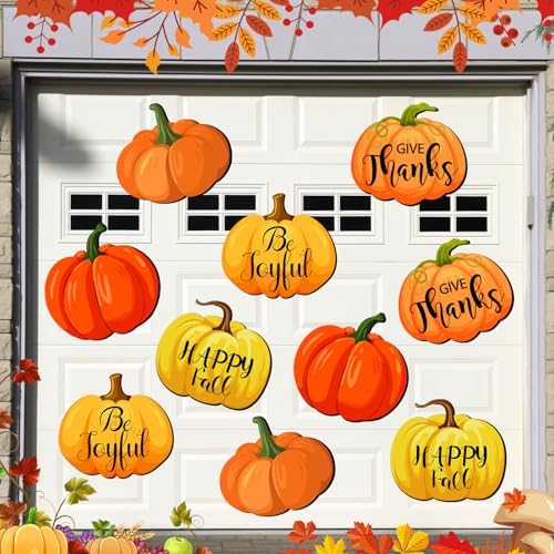 Tellegloww 10 Pcs 12 Inch Fall Thanksgiving Pumpkin Garage Door Decoration Magnets Autumn Garage Door Magnets with Pumpkin Happy Fall Magnet Decal Sticker for Thanksgiving Garage Door Car Refrigerator - Image 5