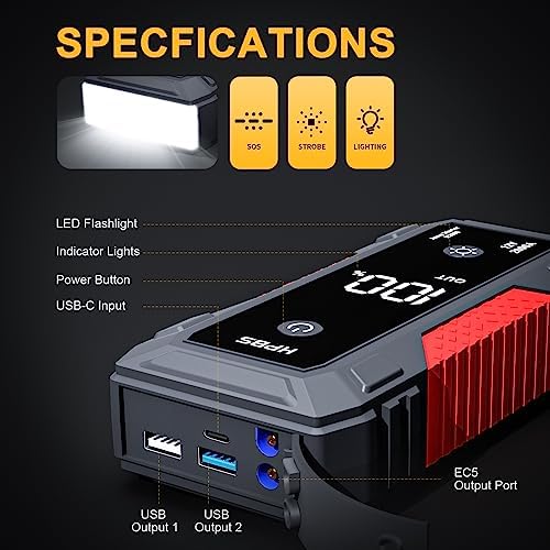 H50 Jump Starter - 5000A Jump Starter Battery Pack for Up to 10.0L Gas and 8.0L Diesel Engines, 12V Car Battery Jumper Starter Portable with 3.0" LCD Display, Jump Box - Image 6