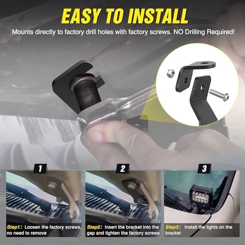 Nilight Ditch Light Brackets for Hood LED Pods on Toyota Tacoma 1995-2004