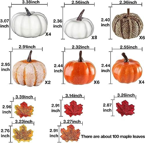 DearHouse 80Pcs Artificial Pumpkins Maple Harvest Fall Decoration, 30Pcs Fall Pumpkins and 50Pcs Maple Leaves for Autumn Thanksgiving Harvest Home Decor - Image 7