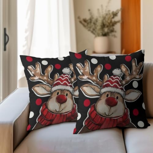 Merry Christmas Reindeer Pillow Covers 24x24 Set of 2 Highly Absorbent - Image 3
