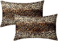 Sweetshow Brown Leopard Pillow Covers Set of 2 Cotton 20x12 Inches by Sweetshow