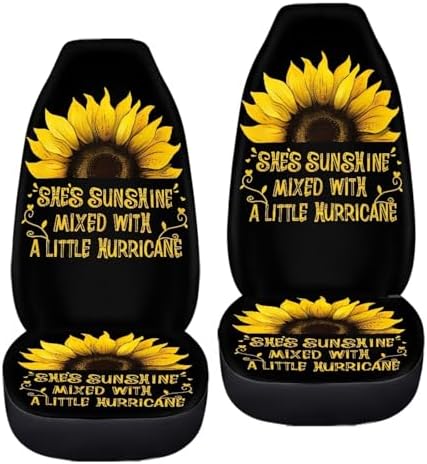 BIGCARJOB Sunshine Sunflower Car Seat Cover Full Set Universal Car Interior Accessories Set Sunflower Print Auto Interior Seat Protector Saddle Blanket for Women Gifts