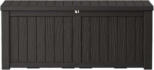 150 Gallon Lockable Resin Deck Box, Waterproof & UV-Resistant Outdoor Storage by Home