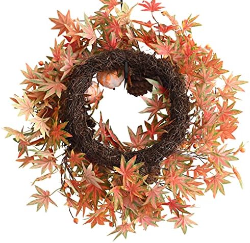 Fall Wreath for Front Door Artificial Autumn Grapevine Wreath with Berry Branches Farmhous Maple Leaves Wreath with Pine Cones and Mini Pumpkins for Indoor/Outdoor/Thanksgiving/Halloween/Home - Image 5