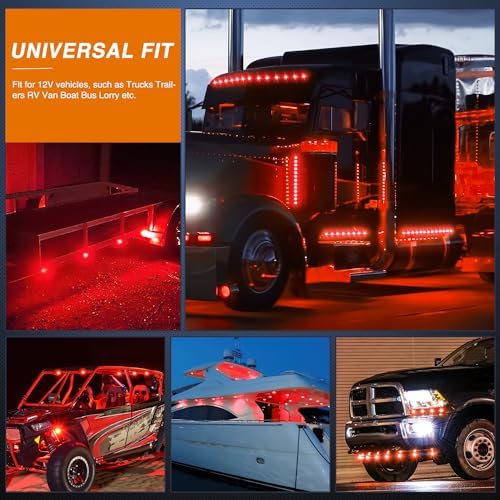 Nilight 3/4" Round Marker Light 10PCS Red LED 3 Connectors Brake Lights