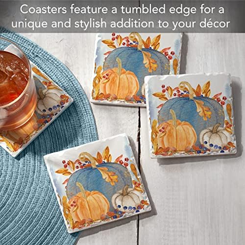Thirstystone Denim Harvest Pumpkins 4 Pack Tumbled Tile Stone Coasters - Image 2
