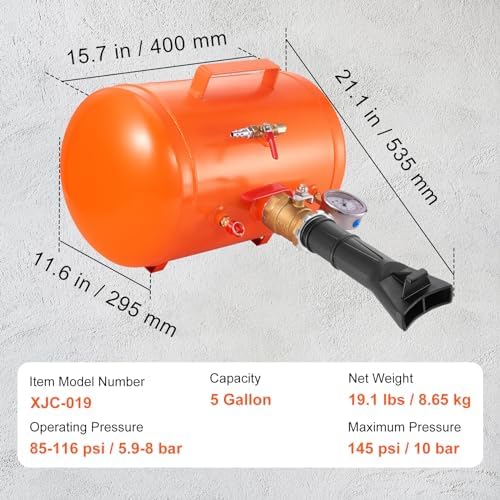 VEVOR Tire Bead Seater, 5 Gal/19L Air Tire Bead Blaster with Pressure Gauge & Handle, 145 PSI Seating Tool Inflator Tank, 85-116 PSI Operating Pressure for Car Truck ATV - Image 7