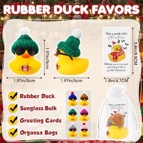 Liliful 100 Sets Christmas Rubber Ducks Coworker Gifts Bulk Christmas Favor - Image 2