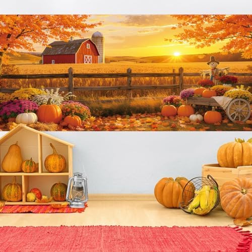 Fall Thanksgiving Garage Door Cover 7x16ft Large Hanging Backdrop Decorations Autumn Farm Harvest Friendsgiving Party Double Garage Door Banner Fabric Photo Background Outdoor - Image 5