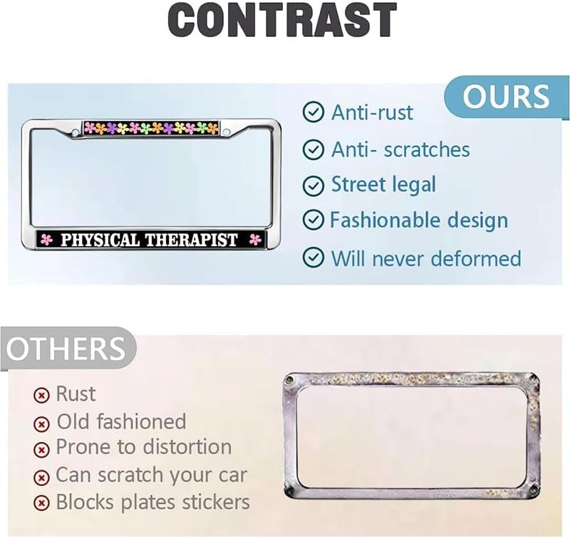 Physical Therapist Slim Design Licence Plate Covers Frame Therapist Life Quotes License Plate Frame Customizable Therapist Quotes Personalized Car Accessories License Plate Frame
