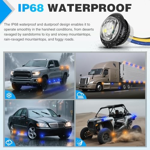 Nilight 3/4 Inch Dual Color Marker Light Amber Turn Blue Clearance Lights