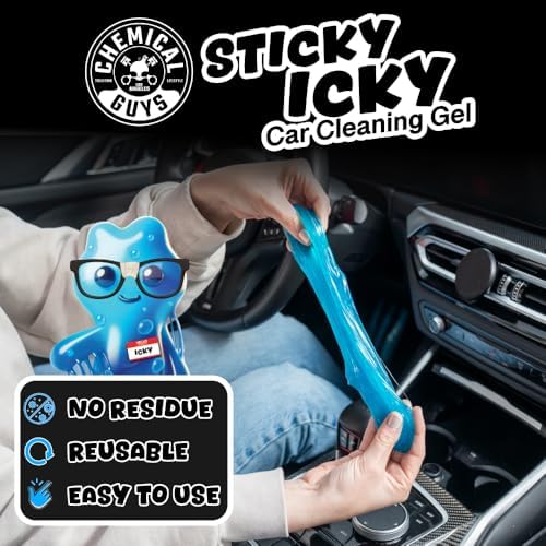 Chemical Guys, Sticky Icky Car Cleaning Gel, Green Apple, 3.5 Ounce (Pack of 48)