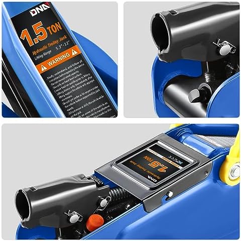 DNA Motoring 1.5 Ton Car Floor Jack Low Profile Hydraulic Trolley Service/Floor Jack, 1.5T / 3000 lbs Capacity, Lifting Range 5.3 Inch -12 Inch, with Storage Case, Blue, TOOLS-00327 - Image 6
