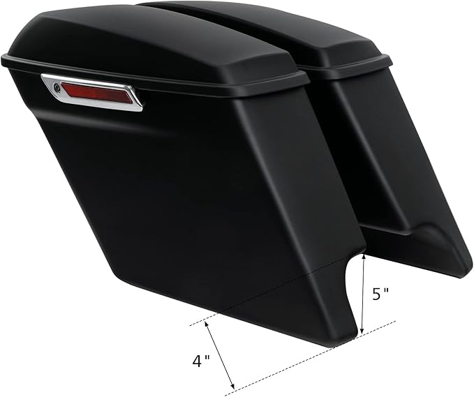XFMT Motorcycle Matte Black 5" Extended Stretched Hard Saddlebags Saddle Bags - Image 3