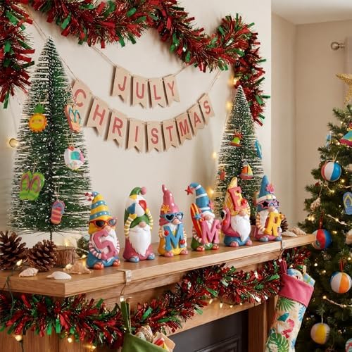 6 Pcs Summer Gnome Figurines Resin Decoration - Image 4