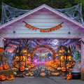Halloween Garage Door Cover 13x6ft Skeleton Pumpkin Haunted House Decor by Lacoiime