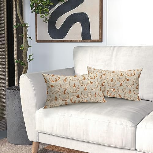 Fall Lumbar Pillow Covers 12x20 Set of 2 Burnt Orange Pumpkin Harvest - Image 6