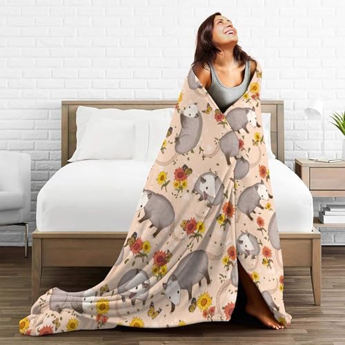 Possum Blanket for Kids Adult Opossum Flowers Throw Blanket Opossum Lovers Gift Possum Animal Warm Soft Fluffy Blanket for Sofa Bed Home Decor Christmas Birthday Gifts 40"X 30" - Image 6