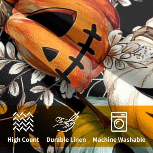 Halloween Pumpkin Throw Pillow Covers 16x16 Set of 2 Black Spider Web Bat - Image 7