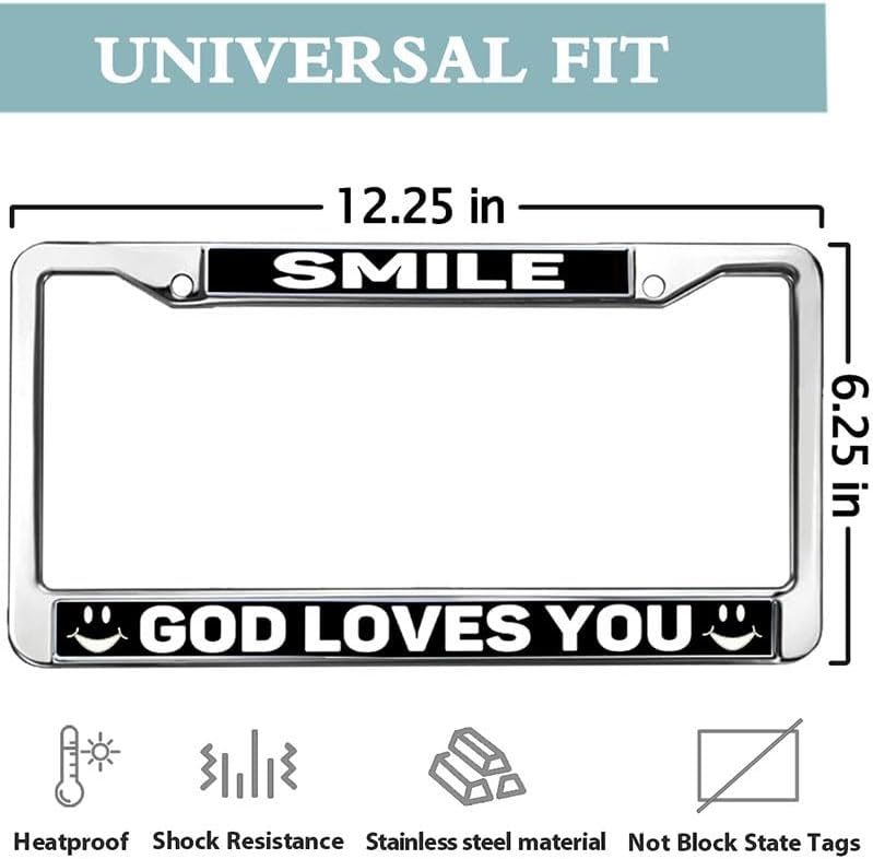 God Loves You License Plate Metal Frame God Christian Bible Black Car Chrome License Plate Frame