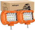 Nilight LED Light Bar 2PC 4Inch 60W Flood Spot Triple Row Driving Lamp