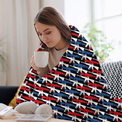 Socira American Flag Guns Blanket Throw Blanket American Flag Guns Gifts for Women Men Soft Sofa Throws for Travel Camping Bed Home Decor Car Birthday Gift 50"*60"（130 * 150cm） - Image 5