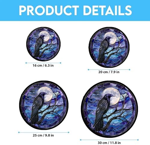 Moon Crow Stained Glass Window Hanging Sun Catcher Halloween Haning Ornament Decoration Christmas Birthday Gifts for Lover and Friends - Image 6