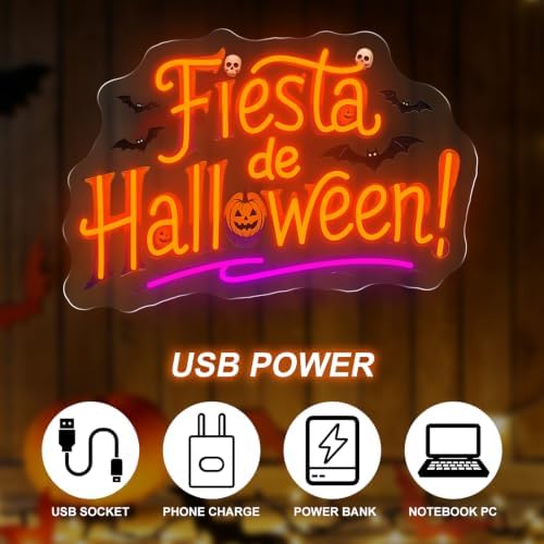 Fiesta De Halloween Neon Sign, Pumpkin Halloween LED Light, 16.7"x11.4" - Image 4