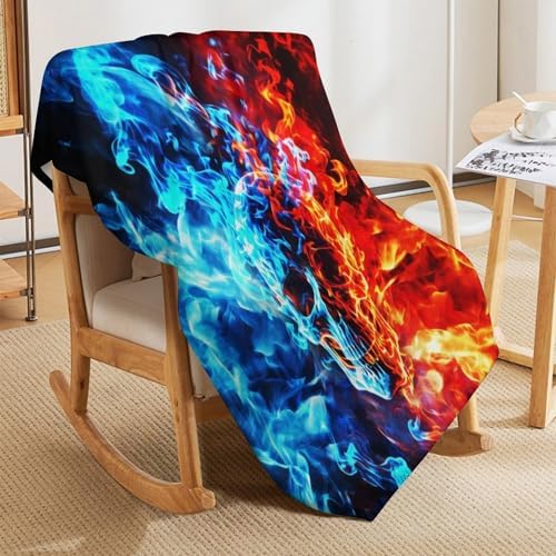 Socira Fire Skull Ice Blanket Throw Blanket Fire Skull Ice Gifts for Women Men Soft Sofa Throws for Travel Camping Bed Home Decor Car Birthday Gift 60"*80"（150 * 200cm） - Image 4
