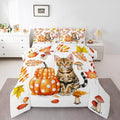 Erosebridal Pumpkin Comforter Cat Fall Decor Bedding Cartoon Cat Bedding Comforter Sets, Autumn Harvest Theme Duvet Insert Thanksgiving Gifts Down Comforter for Girls Boys Bedroom Collection, King by Erosebridal
