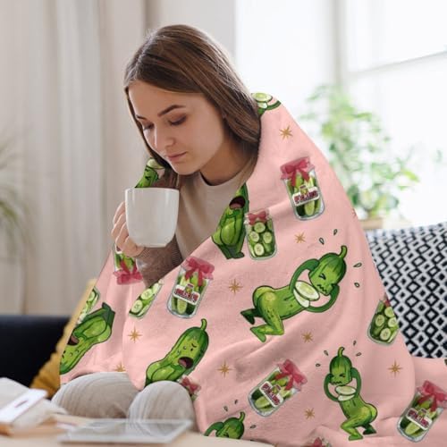 Socira Pink Funny Pickle Blanket Throw Blanket Pink Funny Pickle Gifts for Women Men Soft Sofa Throws for Travel Camping Bed Home Decor Car Birthday Gift 50"*60"（130 * 150cm） - Image 5