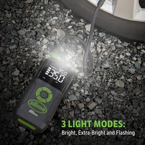 Slime 40089 Cordless 3-in-1 Tire Inflator w/Power Bank & LED Light, Auto Shut-Off, Digital Display & 6 Presets, Flat to Full in 8 Mins, Car, Bike, Motorcycle & More - Image 6