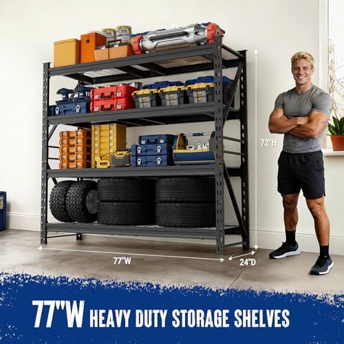 WORKPRO 77-Inch Garage Utility Shelving, 6400 lb Heavy-Duty Rack - Image 2