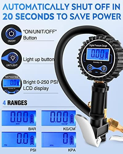 Nilight Tire Inflator with Digital Pressure Gauge 250PSI Heavy Duty