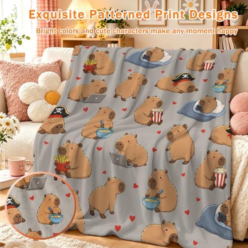 Jekeno Capybara Gift for Girls Boys, Animals Lovers Throw Blanket 80"x60" - Image 2