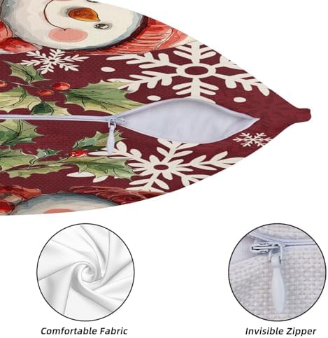 KiuLoam Red Snowman Snowflake Christmas Pillow Covers 24x24 Set of 2, Winter Xmas Print Decorative Throw Pillow Cases, Holiday Style Outdoor Cushion Covers for Living Room Sofa Couch Bed - Image 5