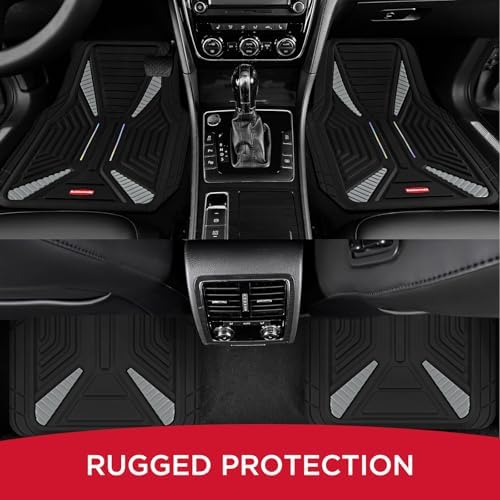 Rubbermaid Car Mat Full Set, Universal Trim-to-Fit Heavy-Duty Car Floor Mats – 4-Piece Set for All Weather Protection – Durable Rubber Mat for Cars, Trucks, SUVs & Vans-Gray