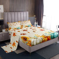Erosebridal Fall Pumpkin Bedding Set for Home King Thanksgiving Harvest Season Fruit Decor Bed Sheets Fall Maple Leaf Sheet Set Rustic Farm Sunflower Fitted Sheet Autumn Flat Sheet + 2 Pillow Cases by Erosebridal