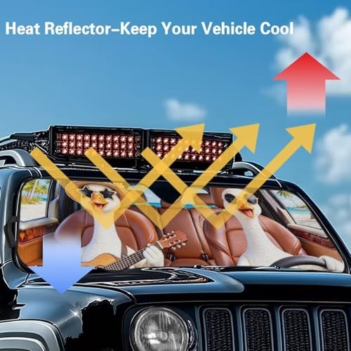 Renewold Funny Goose Automotive Windshield Sunshade Front Window Sun Visor Foldable Keep Cool Sun Shield Cover Car Window Shade Fit for Jeep Wrangler JK JL 2/4 Door Jeep Gladiator JT 2020-2023