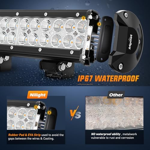 Nilight LED Light Bar 12 Inch 72W Spot Flood Combo Amber Beam