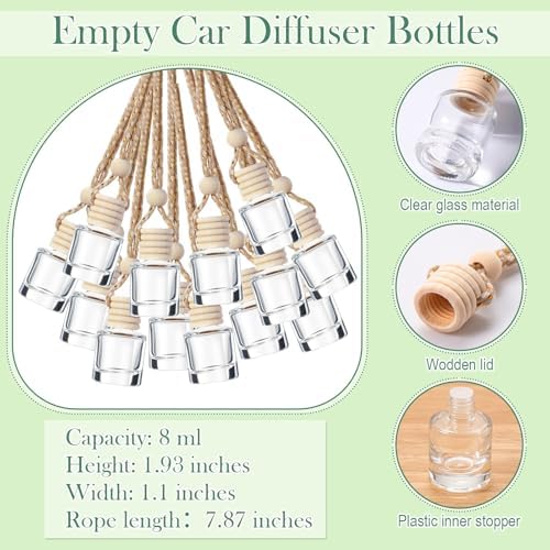 Boao 50Set Hanging Car Freshener Diffuser Bottle, White Card Cylindrical