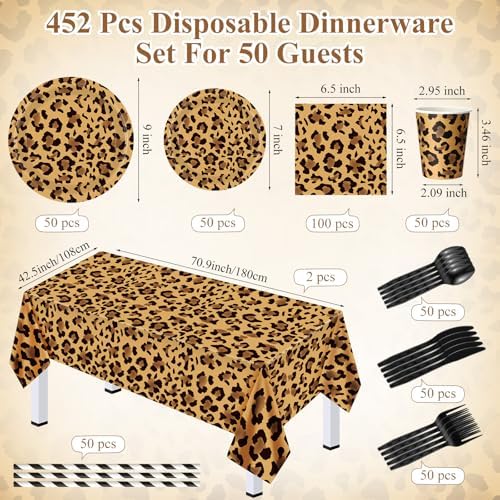 Funnymoom 452 Pcs Leopard Cheetah Print Birthday Party Decoration Serve 50 - Image 2