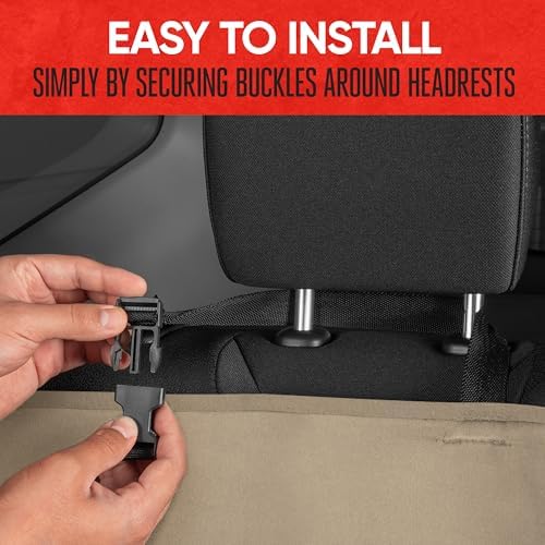 Motor Trend SpillGuard Waterproof Rear Bench Car Seat Cover, Black Stitching – Split Bench Rear Seat Protector with Neoprene Padding, Back Seat Cover for Kids & Dogs, Car Interior Covers