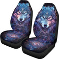 Galaxy Wolf Print Car Seat Covers for Women Men Purple Mandala Flowers Non-Slip Automobile Seat Covers Mats Pads for SUV Truck Van Chairs Front Seat Cushion Car Interior Protection