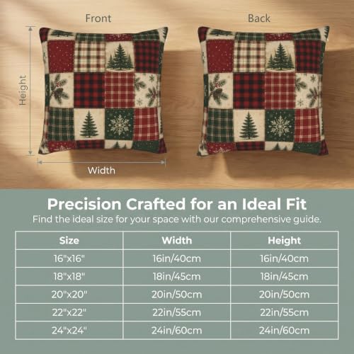 Christmas Plaid Pillow Covers 16x16 Set of 2 Winter Holiday Farmhouse Decor - Image 4