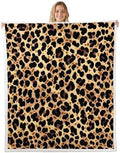 Leopard Print Sherpa Blanket Cheetah Skin Print Throw Blanket Bedroom Living Room Soft Cozy African Wild Animal Blankets Decor for Bed Couch Sofa Black Orange Brown Flannel Blankets 90"x90" by CastleFairy