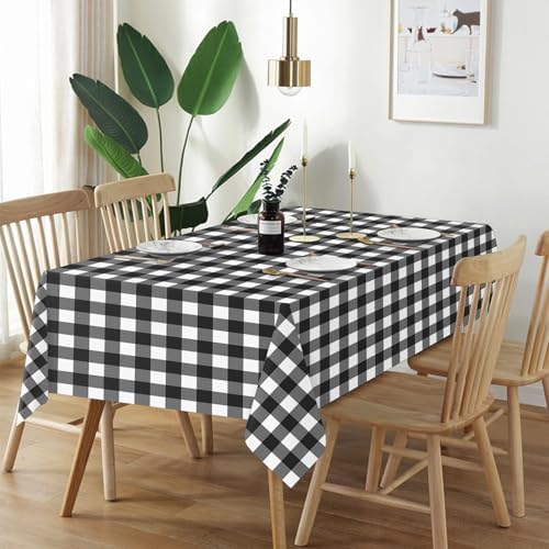 QIKSION 12 Pack Black Gingham Plastic Tablecloth, Picnic Table Cover - Image 2